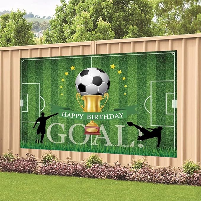 Soccer Happy Birthday Backdrop Decorations Soccer Happy Birthday Banner Goal Photo Background for Home Indoor Outdoor Party Decorations Supplies 70.8 x 47.2 Inch