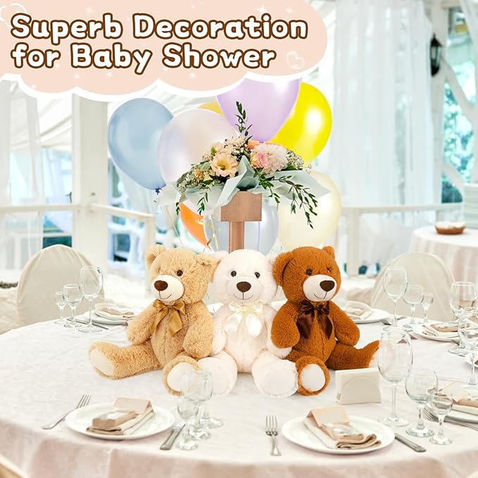 MorisMos Medium Teddy Bear Stuffed Animals, 18 Inch Bulk Teddy Bears Plush for Kids, Medium Size Bears for Nursery, Baby Shower