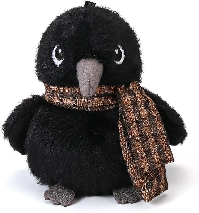 Black Crow Plushies with Shawls Bird Stuffed Animal Bag Pendant Little Crow Stuffed Plush Toy Christmas Birthday Valentine's Day Gift for Kids Girlfrends