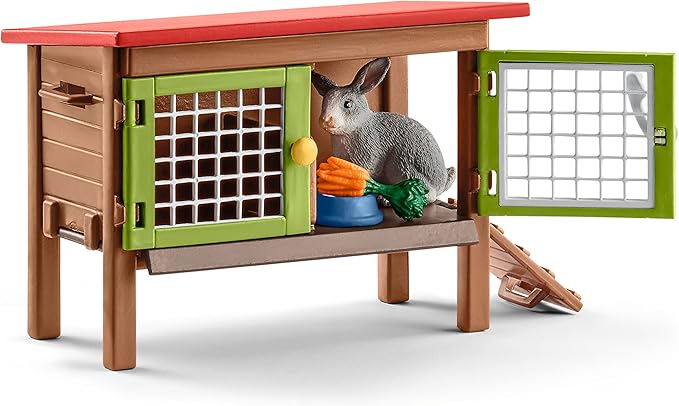schleich Farm World - 17PC Rabbit Hutch Playset with Animal Figures - Realistic Rabbit Play Set with Mother and Baby Bunny Figurines for Girls, Boys - Imaginative Play Animal Toys for Kids 3+ | 42420