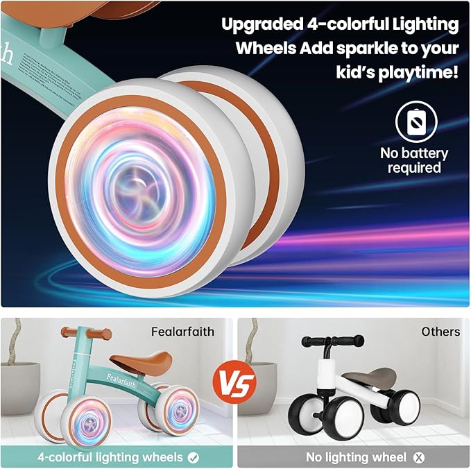 Baby Balance Bike for 1 Year Old Boys Girls, Toddler First Bike with 4 Colorful Lighting Wheels | 10-36 Month Toddler Balance Bike | First Birthday Gifts (Robbin's Egg Blue)