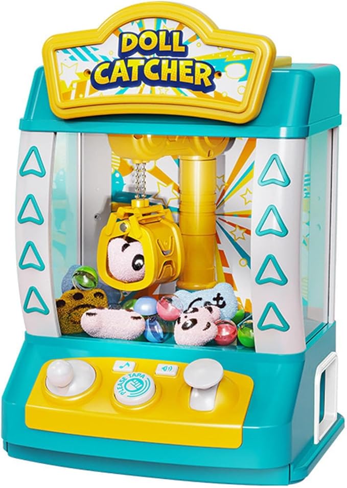 Mini Vending Machine Electronic Small Toys Best Gifts Claw Machine Arcade Game for Kids Girls Boys Toddlers Children, Green 10 Dolls