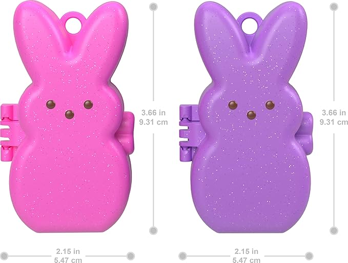 Polly Pocket x Peeps, 6 Micro Dolls & 2 Playsets with 6 Themed Accessories & Clip Keychains, Travel Toy, Partnership Compact