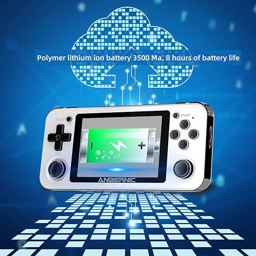 RG351P Handheld Game Console RG353P Retro Gaming Console RG353P Portable Game Console Linux and Android Dual OS 3.5" IPS Screen 64G TF Card 3500mAh Battery Support 5G WiFi 4.2 Bluetooth White