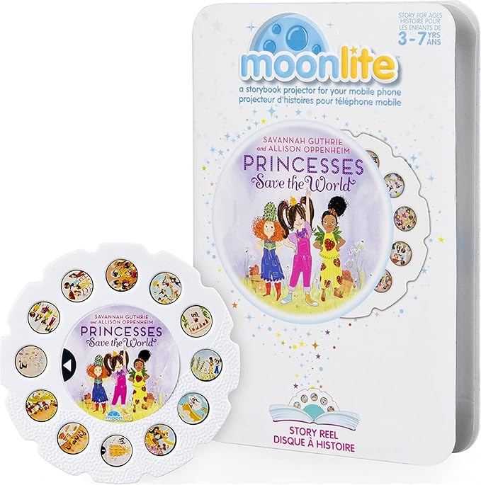 Moonlite Storybook Reels For Flashlight Projector, Kids Toddler | Princesses Save the World | Single Reel Pack Story for 12 Months and Up