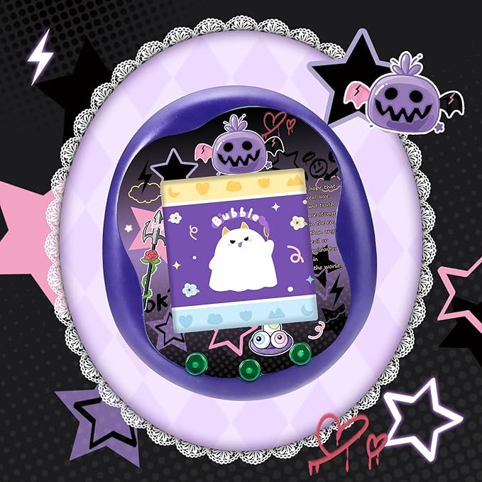 Holographic Laser Faceplate Sticker for Tamagotchi Uni, Self-Adhesive DIY Face Plate Decal, Shimmering Protective Skin for Virtual Pet - (for uni-Devil Black)