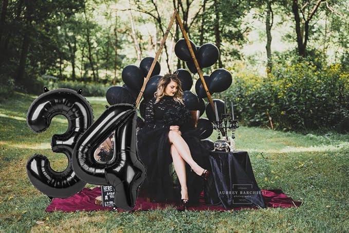 40 Inch Black Number Balloon 0-9(Zero-Nine), Big Size Happy Birthday Balloon, Foil Helium Big Number Balloon for Birthday Celebration Decorations Graduations Anniversary Photo Shoot