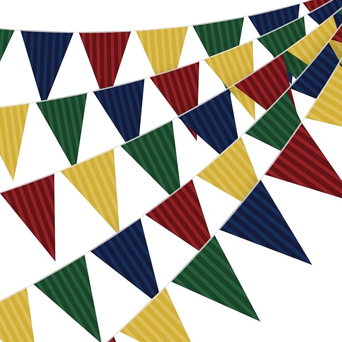 Jetec 5 Pieces 49 Feet Wizard Party Banner Garland Colorful Triangle Flags, Fantasy Decoration Supplies for Indoor Outdoor Witch Birthday Classroom Home Office Halloween Theme