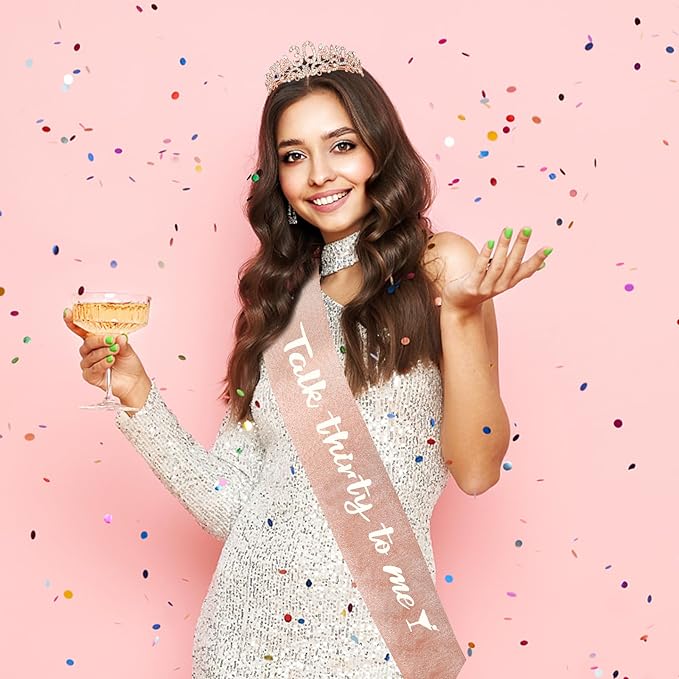 Semato 30th Birthday Decorations for Her - 30th Birthday Sash and Crown Kit for Women Gifts for Her Party Supplies and Favors