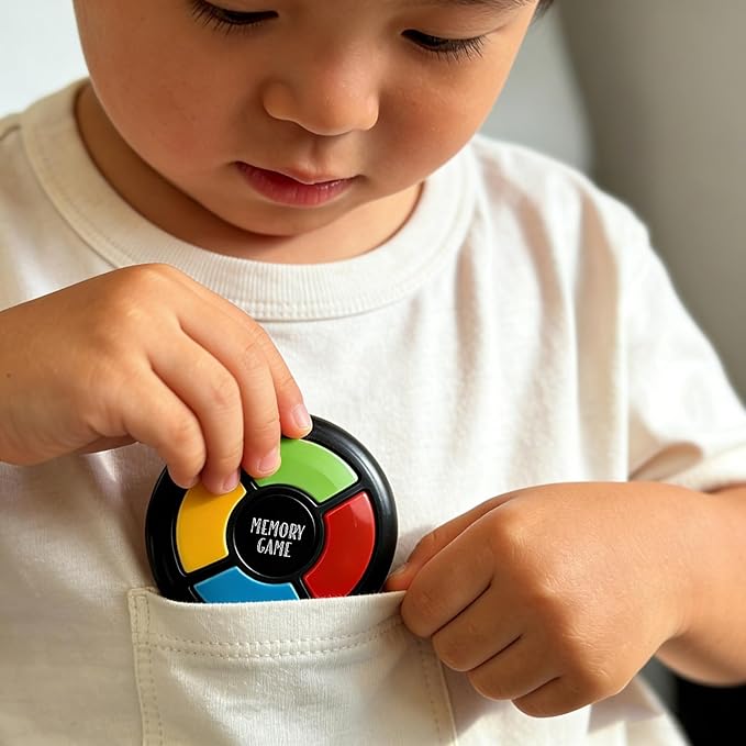 Memory Game Lights and Sounds, Brain Training Reaction Game for Kids Ages 3+, Handheld Travel Interactive Toy for Boys & Girls
