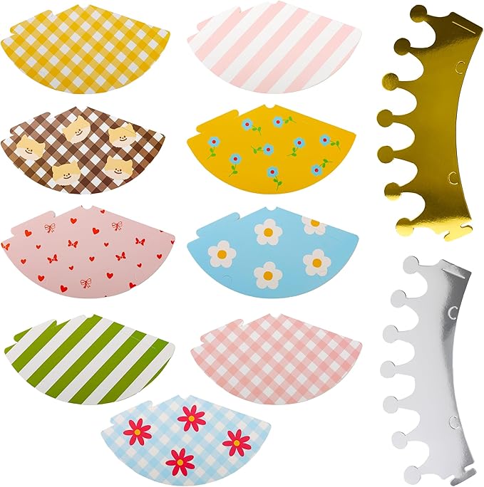 Olen Party Hats for Kids Birthday, 11 Pack Birthday Hats with Pom Poms, Paper Cone Caps for Stuffed Animals, Party Crown Caps Set, Small Celebration Accessories for Girls Boys Toddlers