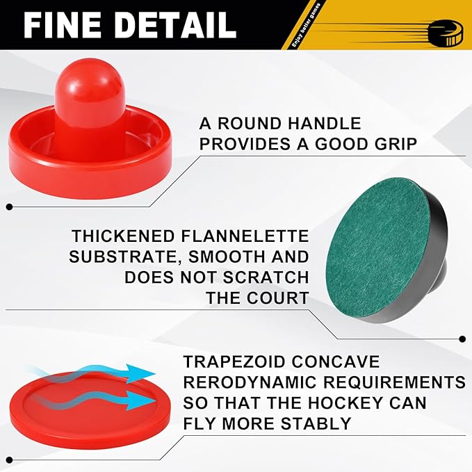 Air Hockey Pushers and Air Hockey Pucks, Indoor Games Goal Handles Paddles Replacement Accessories Set for Game Tables Equipment