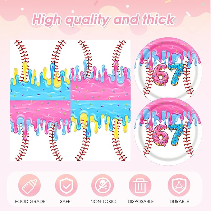 6 7 Birthday Decorations,6 7 meme Party Decorations Includes Dessert Plates and Napkins,Tablecloth,Six Seven Birthday Party Tableware Dinnerware Set Decor for Kids Boys,67 Meme Themed Party Supply