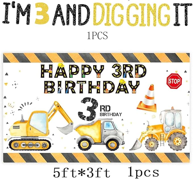 90 Pcs Dump Truck Party Decorations for Boys Baby .Construction 3rd Birthday Party Supplies，Construction 3rd for Boys, Construction Birthday Party Supplies for 3 Year Old Boy