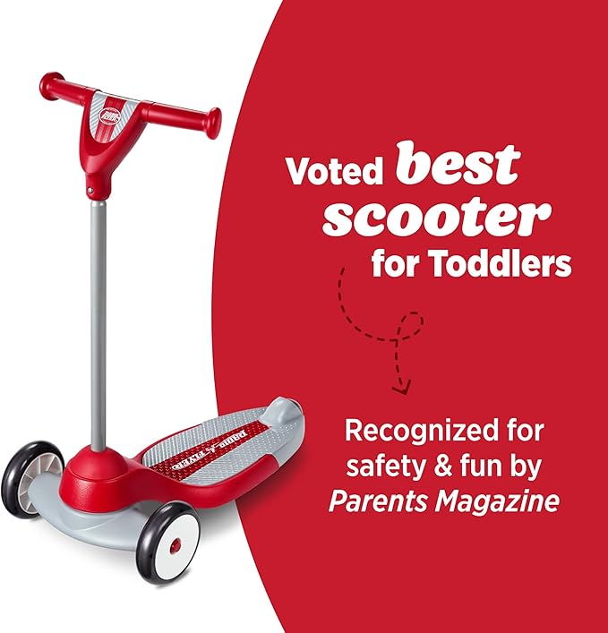 Radio Flyer My 1st Scooter, Red, For Kids 2-5 Years Old, Extra Wide Base for Balance, 2 Front Wheels for Added Stability, Easy to Use Foot Brake, 3 Wheel Scooter for Kids, (Amazon Exclusive)