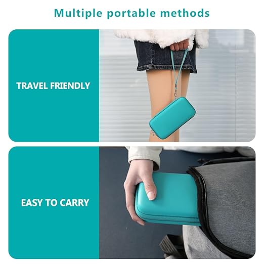 Supmay Carrying Case for GAMPLAE Handheld Game for Kids, 258 Retro Video Games Portable Gaming Player Storage Holder Travel Bag with Mesh Pocket for 3 Game Cards, Earphone,USB Cable, Green