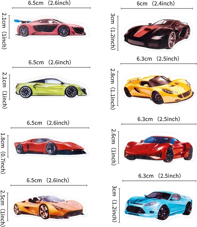 45PCS Edible Wafer Paper Race Car Cupcake Toppers Car Party Decoration Drink Topper Birthday Party Supplies Car Themed Party Boys and Girls' Birthday Party Cake Decoration