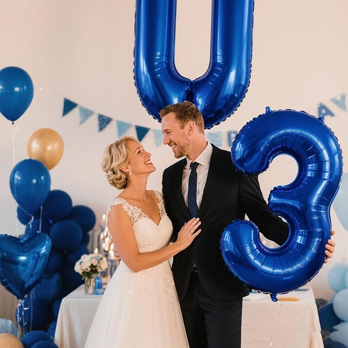 40 Inch Navy blue Number 30 Digital Balloon,Jumbo Mylar Foil Helium Balloon for 30 Balloons for Birthday Party,Wedding Anniversary Party Decorations