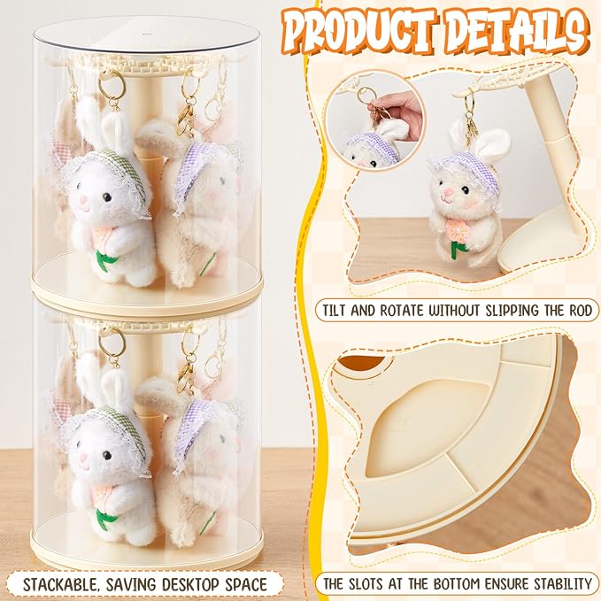 Weysat Rotating Doll Display Case, Clear Transparent 360° View Dustproof Showcase for 5.9-6.7 Inch Collectible Figures, Box Toys & Keychains (No Dolls)