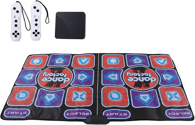 Double Player Dance Mat, PC USB Dancing Mat Compatible for PC AV Video Game, Musical Electronic Dance Mat Pad Blanket Gifts Toys for Kids, Adults, Plug