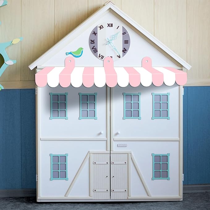 2 Pcs Circus Awning Wall Decorations 3D Carnival Striped Awnings for Carnival Theme Party Ice Cream Station Classroom Decoration Circus Party Supplies (Pink and White)