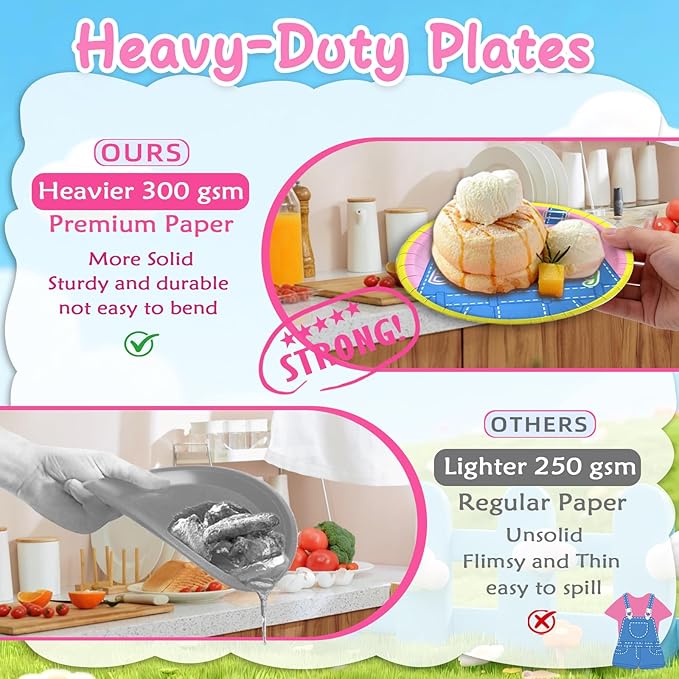 English Teacher Party Supplies, Fufuddz Rainbow Birthday Decorations Cartoon Teacher Party Plates and Napkins for Girls Boys 2nd Birthday Banner Balloons Tablecloth Candle, Tableware Set for 24 Guests