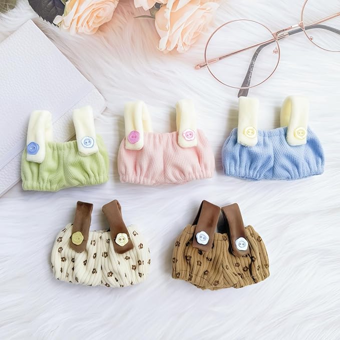 Clothes for Lu bubu 17cm Dolls Accessories(No Doll), Cute Outfit Set 3 Pieces Bib Pants Suitable for 17cm Doll Suit, Stylish Dress Up Overalls Doll Clothing Set Replacement with Hat Clothes Green