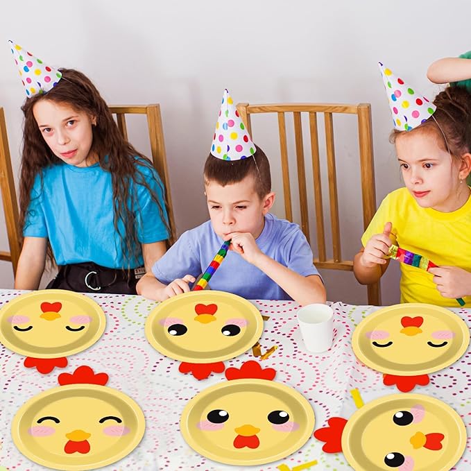 50 Count Chicken Paper Plates Chicken Shaped Disposable Plate Barnyard Farm Animal Theme Tableware Little Chick Birthday Party Dinnerware for Easter Gender Reveal Baby Shower Birthday Party Decoration