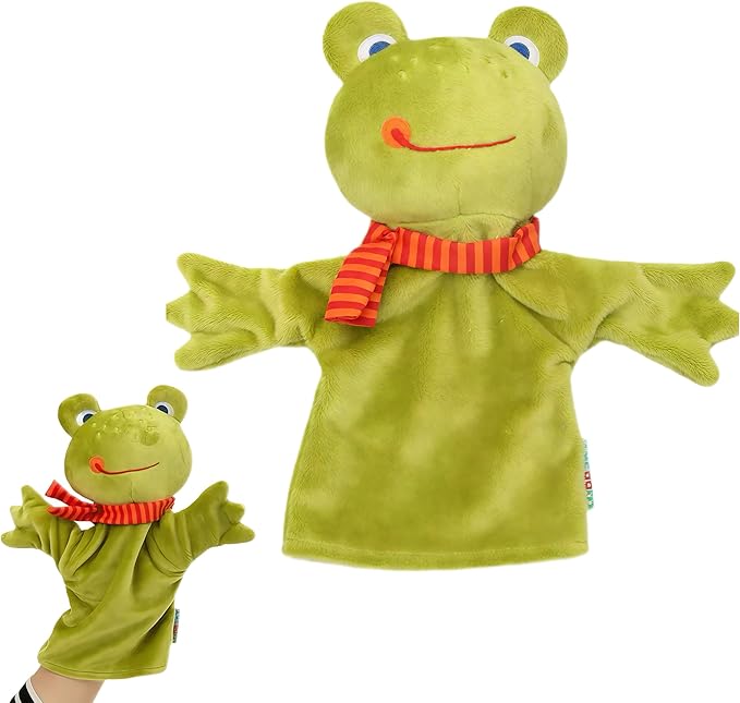 Frog Plush Hand Puppet Toys, Kawaii Animal Hand Puppets for Kids and Toddlers Ages 3-5 4-8, Funny Frog Plushies, Animal Themed Role Play, Birthday Gift, Prize Box Toys for Kids Classroom