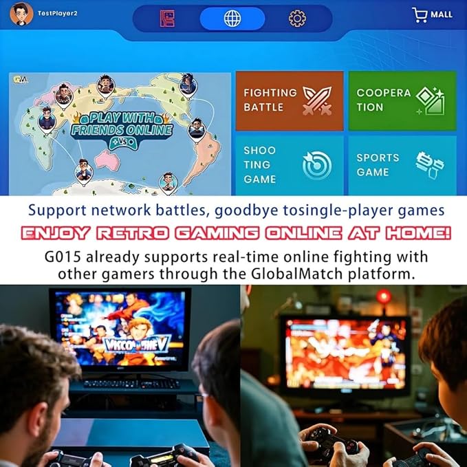 Retro Game Console with 30 Licensed Classic Games – HDMI Plug & Play TV Game Box with Dual Controllers, WiFi/LAN Online Multiplayer, Rechargeable Option, Compatible with TV/Monitor/Projector