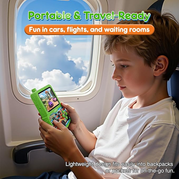 Retro Handheld Game Console for Kids, Built-in 220 Classic Games, 3.5'' IPS HD Screen, Portable Video Game Player with Rechargeable Battery, Perfect Travel Gift Toy for Boys Girls Ages 3-12 (Green)