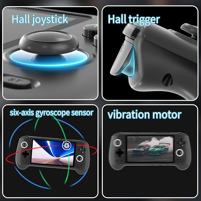 RG556 Retro Handheld Game Console , Android 13 System Unisoc T820 Processor 5.48 Touch Inch AMOLED Screen 5500mAh Battery Support WiFi Online DP Output (Black)