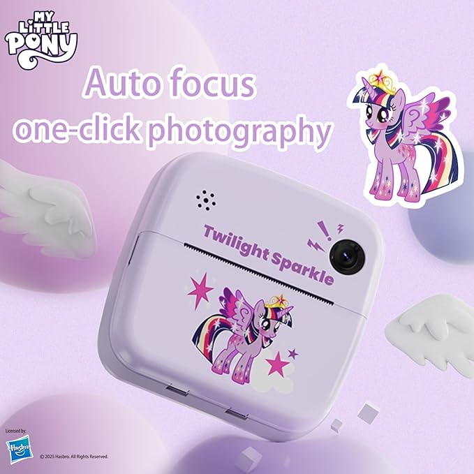 My Little Pony Rainbow Series Children Print Camera, Toddler Camera Toy, Kids Camera Instant Print, MLP Gifts for Childern Age 6-12,Twilight Sparkle