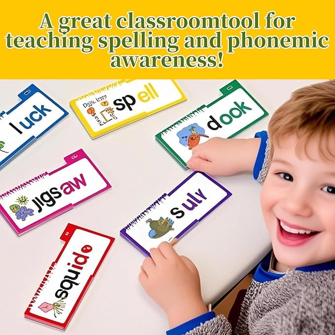 30 Read Word Families Learn to Read Flash Cards Set, Phonics and Sight Words with Activity Book, Read and Rhyme Flip Activity Book,ABC Vocabulary Flashcards Reading Games