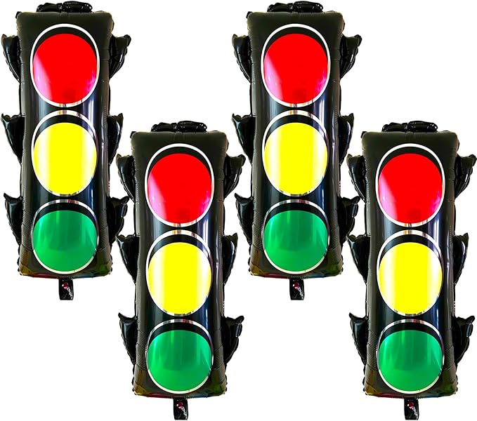 4Pcs Traffic Light Balloons for Race Car Birthday Party Decorations,Transportation Balloons for Kids Construction Vehicle Birthday Party Supplies