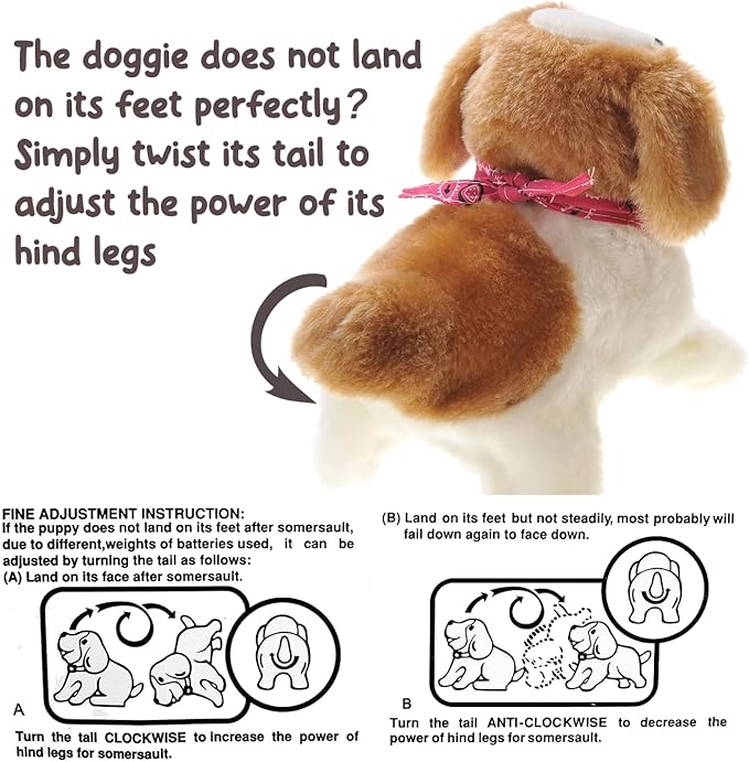 PowerTRC Cute Somersault Little Puppy | Barks, Sits, Walk, and Flips | Pet Toy Dog (2 Packs)