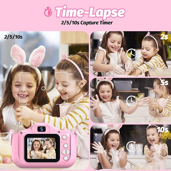 Unicorn Kids Camera for Girls, Selfie 3-12 Years Old Girls Christmas Birthday Gift Little Toys 3 4 5 6 7 8 9 (Pink)