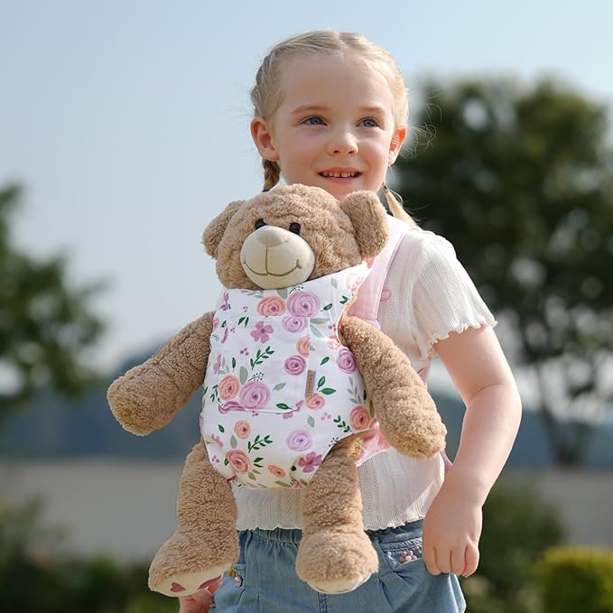 GAGAKU Toy Baby Dolls Carrier for Kids, Reborn Baby Doll Carrier Accessories for Toddlers & Girls - Rose