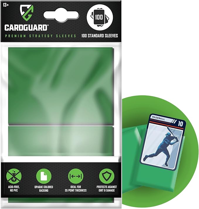 Premium Clear Card Sleeves, 100ct – Standard Size Penny Sleeves for Pokémon, Sports Cards, Baseball, Football, and Collectible Trading Cards – Acid-Free, PVC-Free, Durable Protection, Green