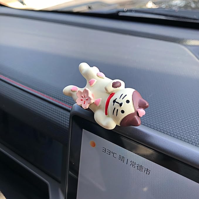Cute Anime Cats Car Dashboard Decorations Accessories Interior for Women Men, Funny Mini Cat Collectibles Figurines for Car Display Decor Rearview Mirrors Decoration Computer Monitor Ornaments