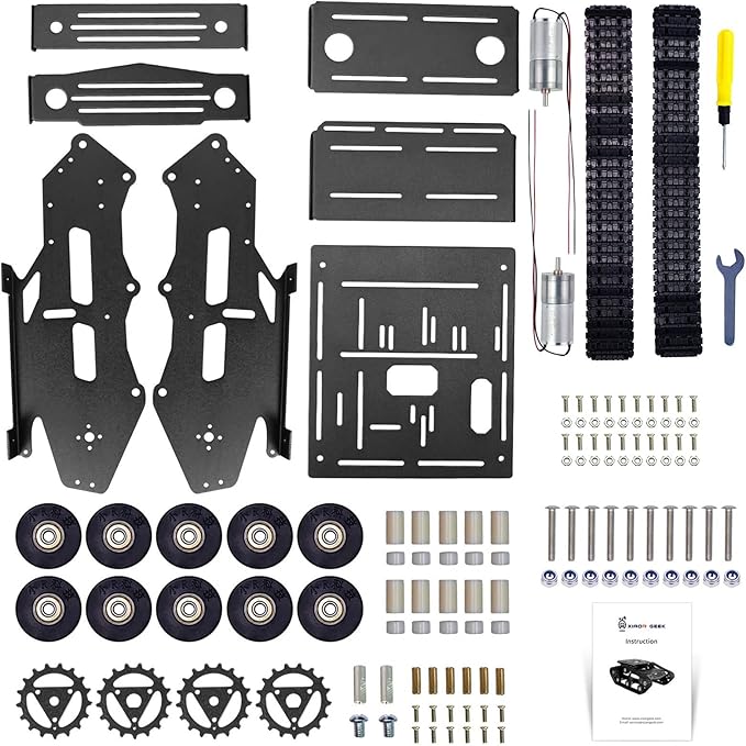 Smart Robot Car Chassis Kit Aluminum Alloy Big Tank Chassis with 2WD Motors for Arduino/Raspberry Pi DIY RC Shock Absorbing Tracked Robot Car Toys - Learning Kit (Black)