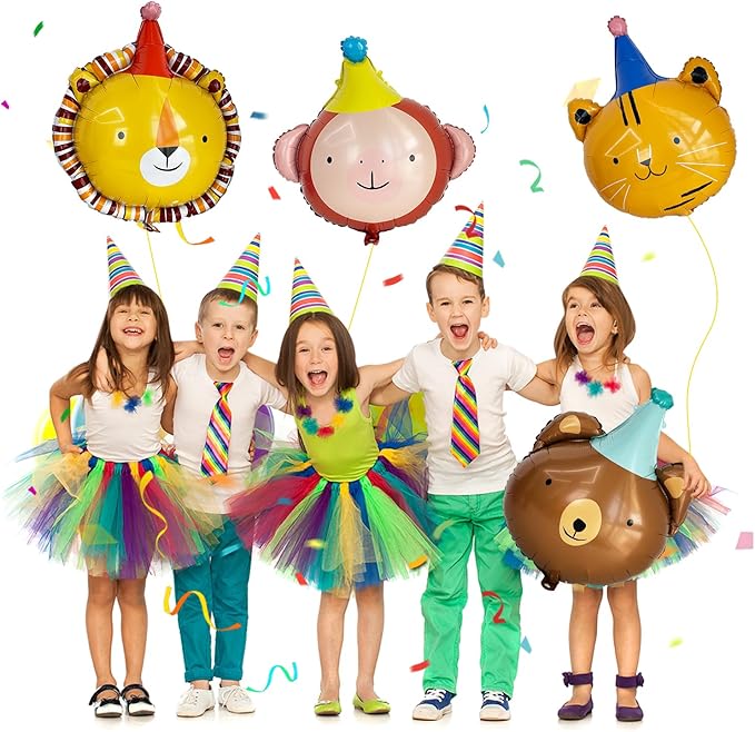 Animal Head Foil Balloon Kit, Lion Bear Monkey Cat foil balloon, Birthday Party Decorations, Baby Shower Supplies (Lion(2 pieces))