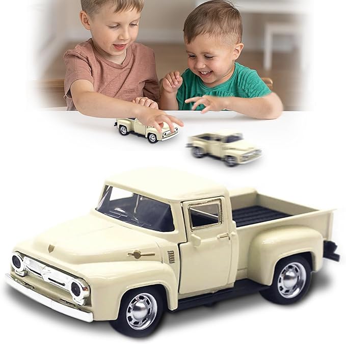 Little Beige Truck Toy for Toddlers 2 3 4 5 6 7 8 Year Old Boys Girls,1:32 Alloy Toddlers Car Toy Driveable,Car Door Can Open,Toy Trucks for Kids Easter Christmas Birthday Gifts