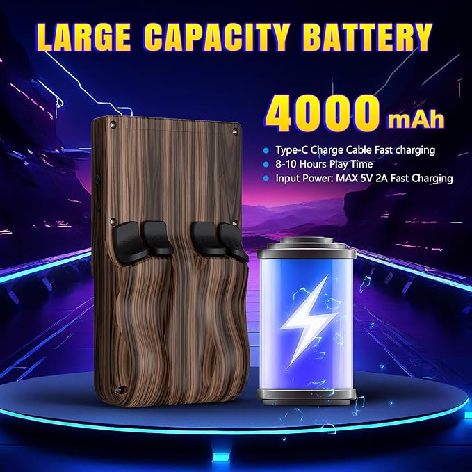 R36T MAX Upgraded Retro Handheld Game Console with 4000mAh Battery, 4.0'' IPS Screen, Retro Gaming Console with Portable Case, Supports WiFi Networked Fighting and OTG(Wood Grain Coffee Brown)