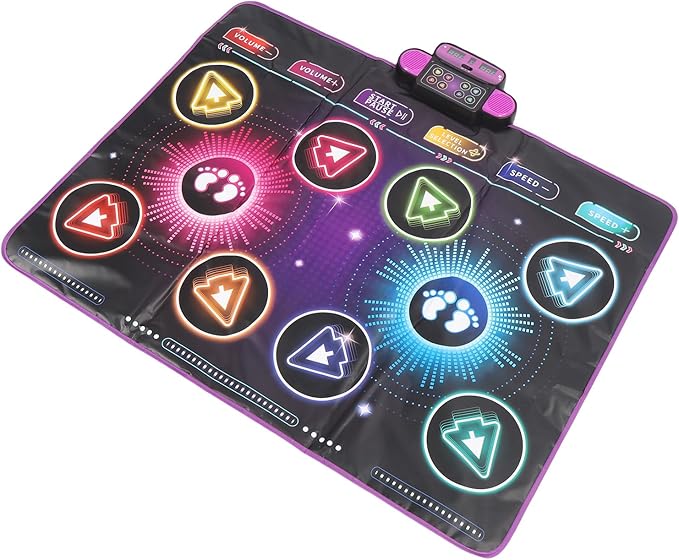 CHICIRIS Electronic Dance Mat for Kids, Built in Music Interactive Dance Game Pad with Dual Player Mode for Home Use, Polyester Fiber Material