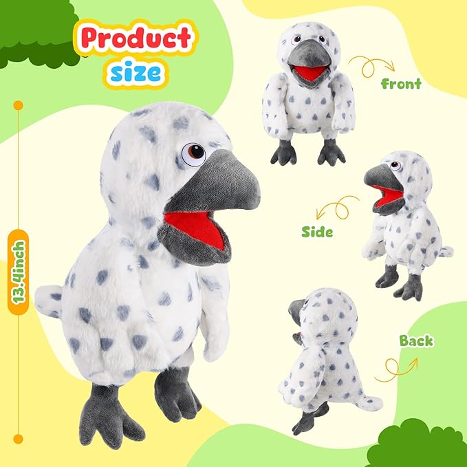 Animal Hand Puppets 11 Inch Bird Plush Toucan Owl Eagle Parrot Flamingo Peacock Puppet Toys Role-Play Puppets for Kids Storytelling Imaginative Pretend Play Teaching Preschool(Owl)