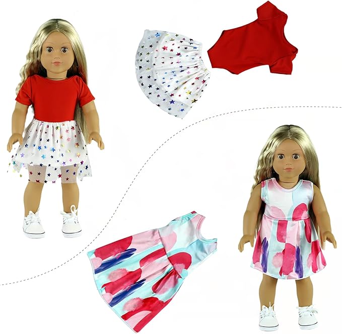 20 pcs 18 inch Doll Clothes and Accessories for American 18 inch Girl Doll Clothes Gift Including 10 Complete Sets of Clothing