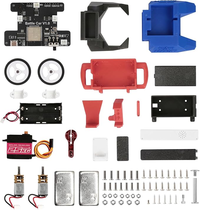 2-in-1 Football & Battle Robot Car Kit, ESP32 APP-Remote Control Battlebolt Car Fighting Robot Toy for Kids Wireless Gameplay Robotics STEM Science Kit Birthday Gift for Boys Girls Age 8+ (One Car)