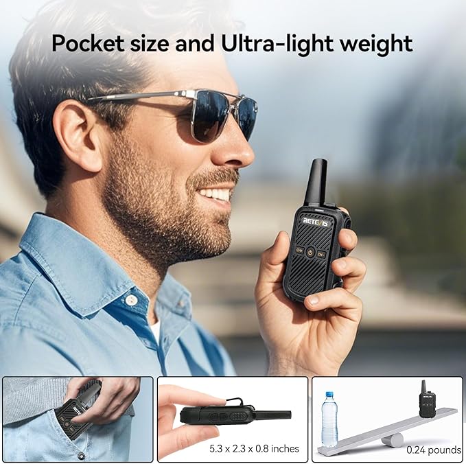 Retevis RT602 Walkie Talkies for Kids Rechargeable Bundle with RT15 Mini Walkie Talkies 3 Pack