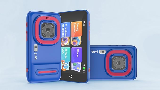 Kids AI Digital Camera with WiFi, 4" IPS Touch Screen, Photo Recognition & Dual Lens, 1080P HD Video Selfie, Educational Learning Toy for Boys Girls Ages 3-12, Christmas Birthday Gift Blue